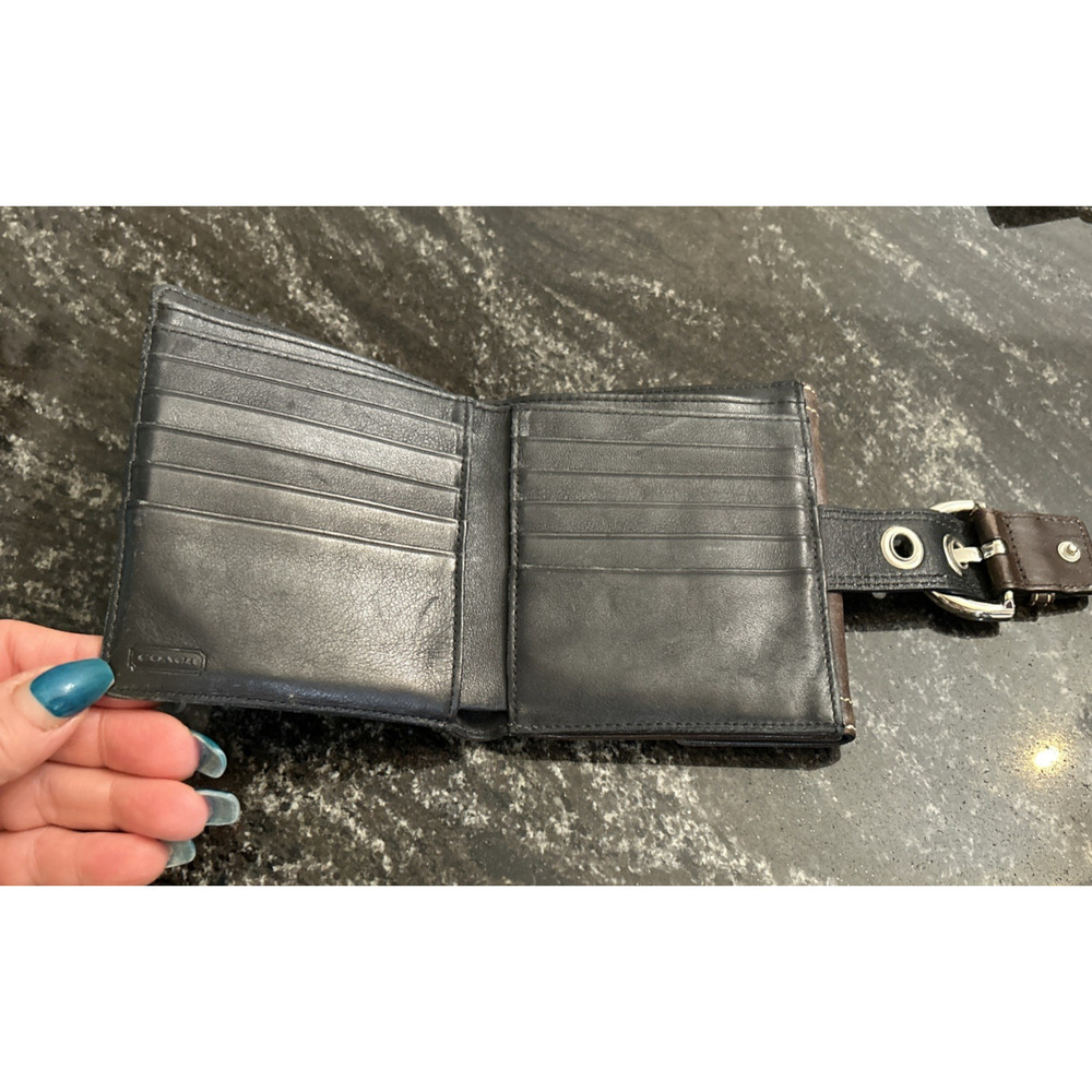 Lot of 2-Coach Signature Soho Wallet Black Leather Buckle Credit Card Coin Purse - Picture 5 of 15